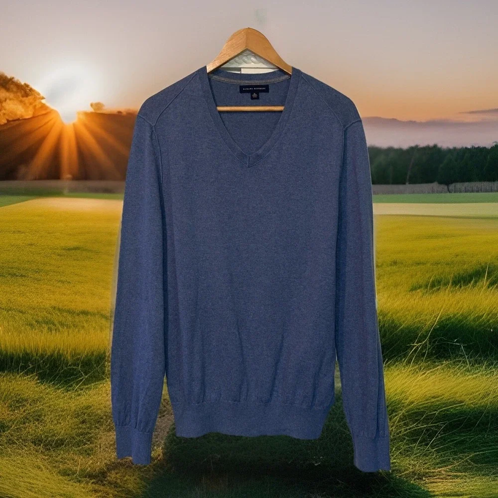 Banana Republic‎ Sweater Men M Blue Cashmere Blend Long Sleeve Preppy